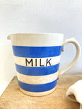 Vintage Sadler 2 pint blue & white milk jug