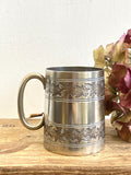 Victorian engraved silver plate tankard