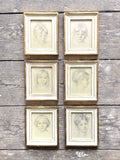 Set of 6 Italian portraits on silk by Rene David