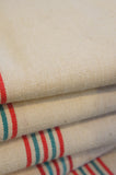 Antique French torchon - red & green stripe