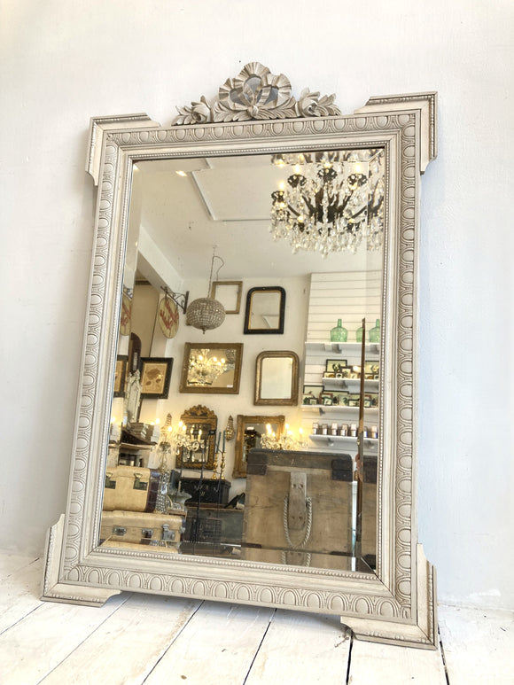 Painted antique French mirror with crest
