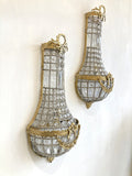 Pair of vintage button empire wall lights