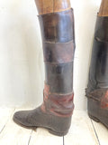 Pair of antique riding boots & wooden boot lasts