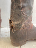 Pair of antique riding boots & wooden boot lasts