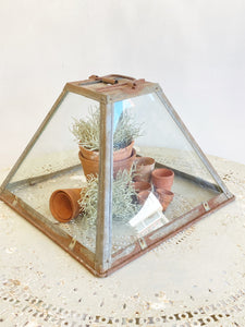 Vintage garden glass & metal cloche