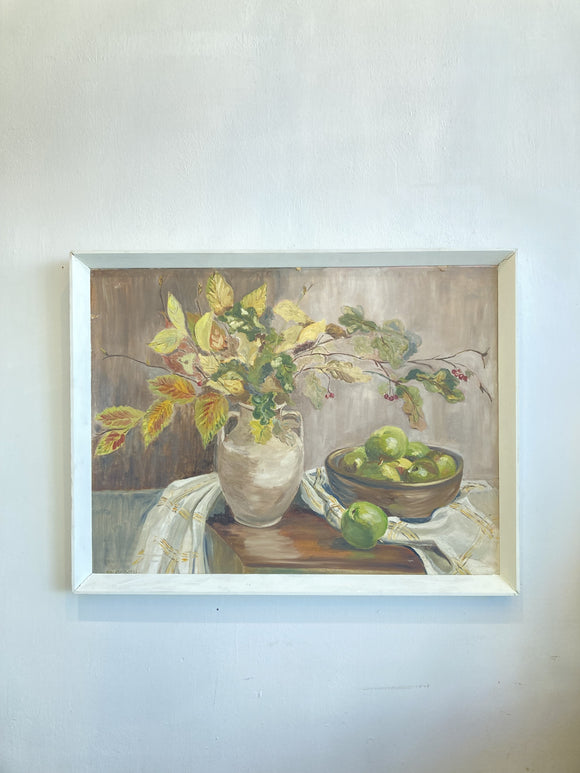 'Green Apples' oil on board