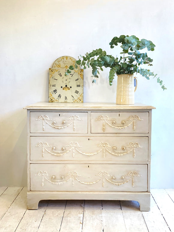 Victorian chest with original swag decoration