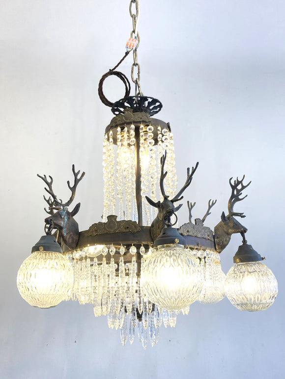 Antique stag head chandelier