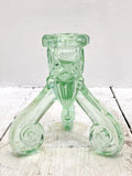 Pair of vintage French green glass candlesticks