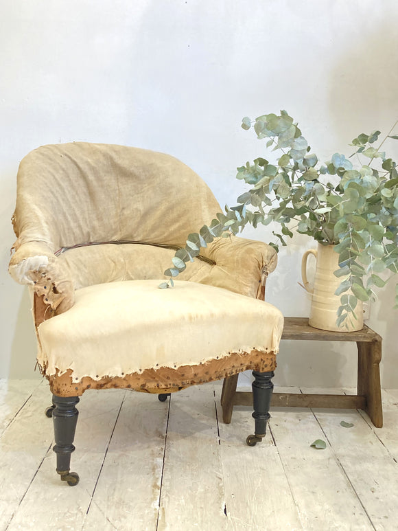 Stripped antique French armchair