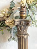 Pair of vintage brass column table lamps