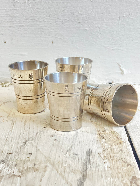 Vintage silver plated jiggers or spirit measures