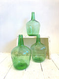 Little green glass demijohns