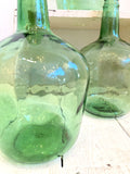 Little green glass demijohns