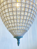 Buttoned crystal acorn chandelier