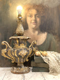 Stunning carved antique lamp