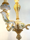 Carved 3 arm chandelier with original paint
