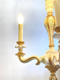 Carved 3 arm chandelier with original paint