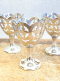 Vintage silver plated egg cups and egg topper