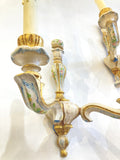 Pair of vintage handpainted wall lights