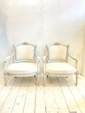 Pair of antique Louis XVI style fauteuil