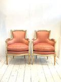 Pair of vintage Louis XVI bergere chairs