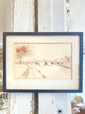 Framed vintage sketch of Richmond Bridge