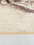 Framed vintage sketch of Richmond Bridge