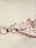 Framed vintage sketch of Richmond Bridge