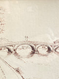 Framed vintage sketch of Richmond Bridge