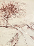 Framed vintage sketch of Richmond Bridge