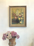Vintage framed floral oil on canvas