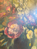 Vintage framed floral oil on canvas