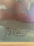Vintage framed floral oil on canvas
