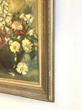 Vintage framed floral oil on canvas