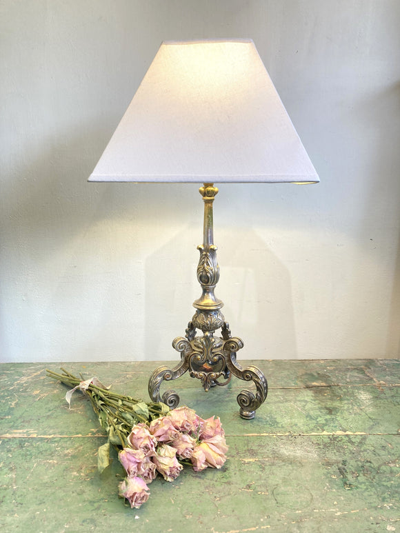Victorian silver plate table lamp
