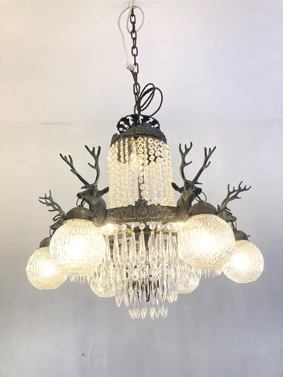 Antique stag head chandelier