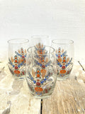 4 German glasses with enamel handpainted flowers