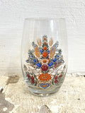 4 German glasses with enamel handpainted flowers