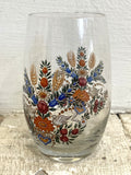 4 German glasses with enamel handpainted flowers