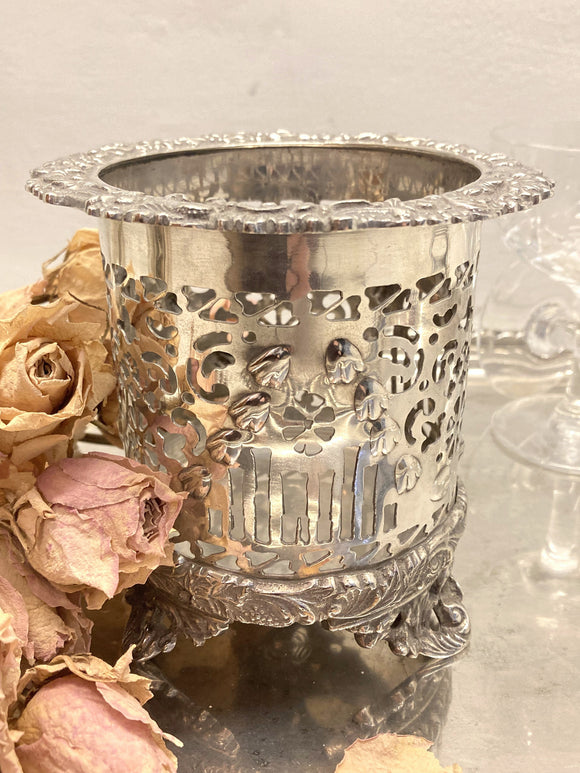 Victorian silver plated bottle coaster