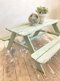 Old French child's picnic bench in original paint