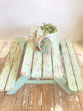 Old French child's picnic bench in original paint