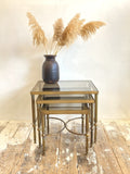Vintage brass & smoked glass nest of tables