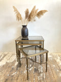 Vintage brass & smoked glass nest of tables