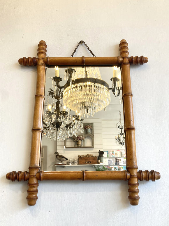 Vintage French faux bamboo mirror C
