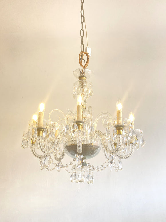 Vintage 8 arm Venetian glass & crystal chandelier