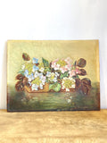 Vintage floral oil on board