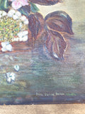 Vintage floral oil on board