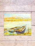 Oil on card - Boats